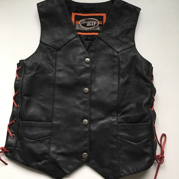 CUSTOM BILT Highway 1 moto leather black vest szS - Picture 1 of 7